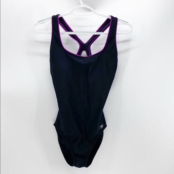 Speedo Ultraback black and fuchsia one piece summer swim class school size 6 - Picture 1 of 5